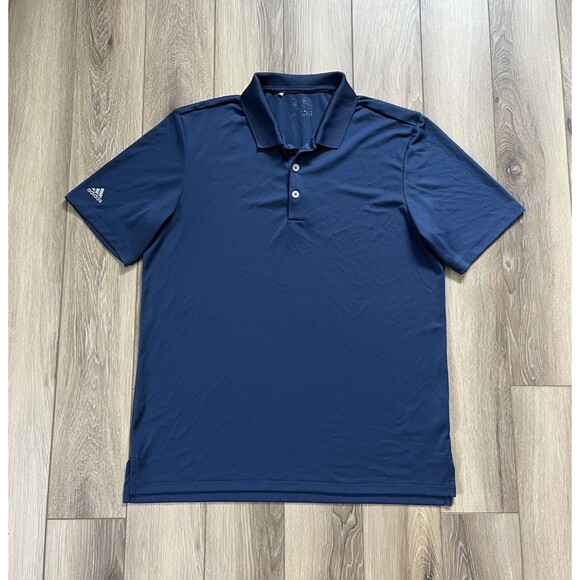 ADIDAS Climalite Mens PERFORMANCE Short Sleeve Polo Shirt Navy Blue Sz Medium - Picture 1 of 10